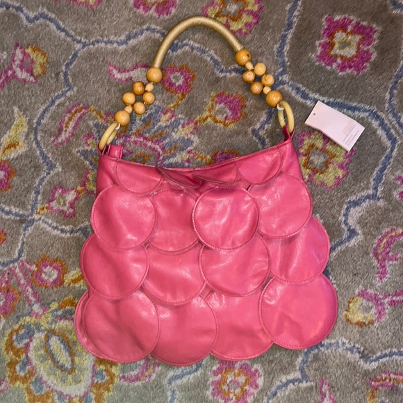 Vintage Prezzo Pink Leather Fish Scale Handbag - Picture 2 of 7